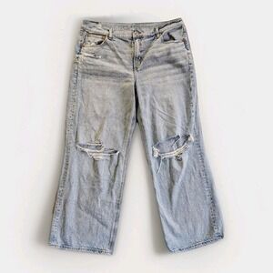 American Eagle Stovepipe Jeans Womens Strigid Light Wash Distressed Size 16